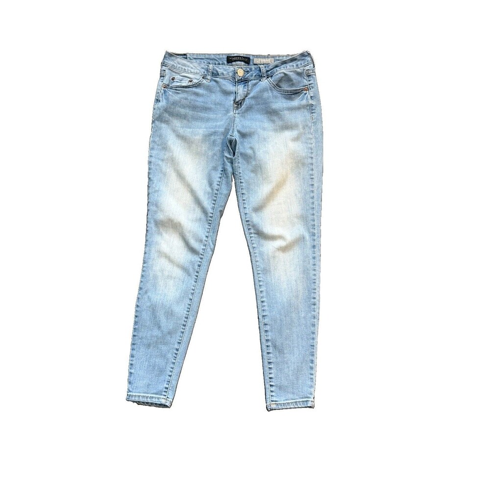 Aeropostale Womenโs Size 8 Mid Rise Jegging Jeans Light Wash Stretch Pants 28x27
